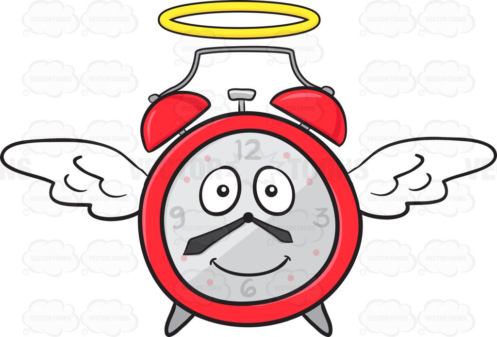 1024x694 Smiling Alarm Clock With Halo And Wings Emoji Cartoon Clipart