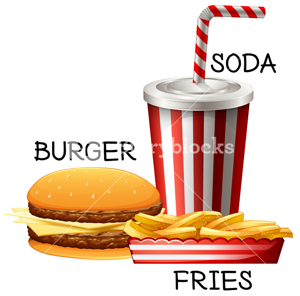 1000x987 Fastfood Set With Burger And Fries Illustration Royalty Free Stock