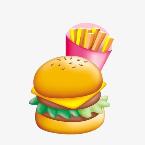500x500 Hamburger, French Fries, Cartoon Png Image And Clipart For Free