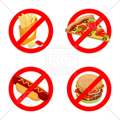 400x400 Set Of Stop Sign With Fast Food French Fries, Piece Of Pizza,hot