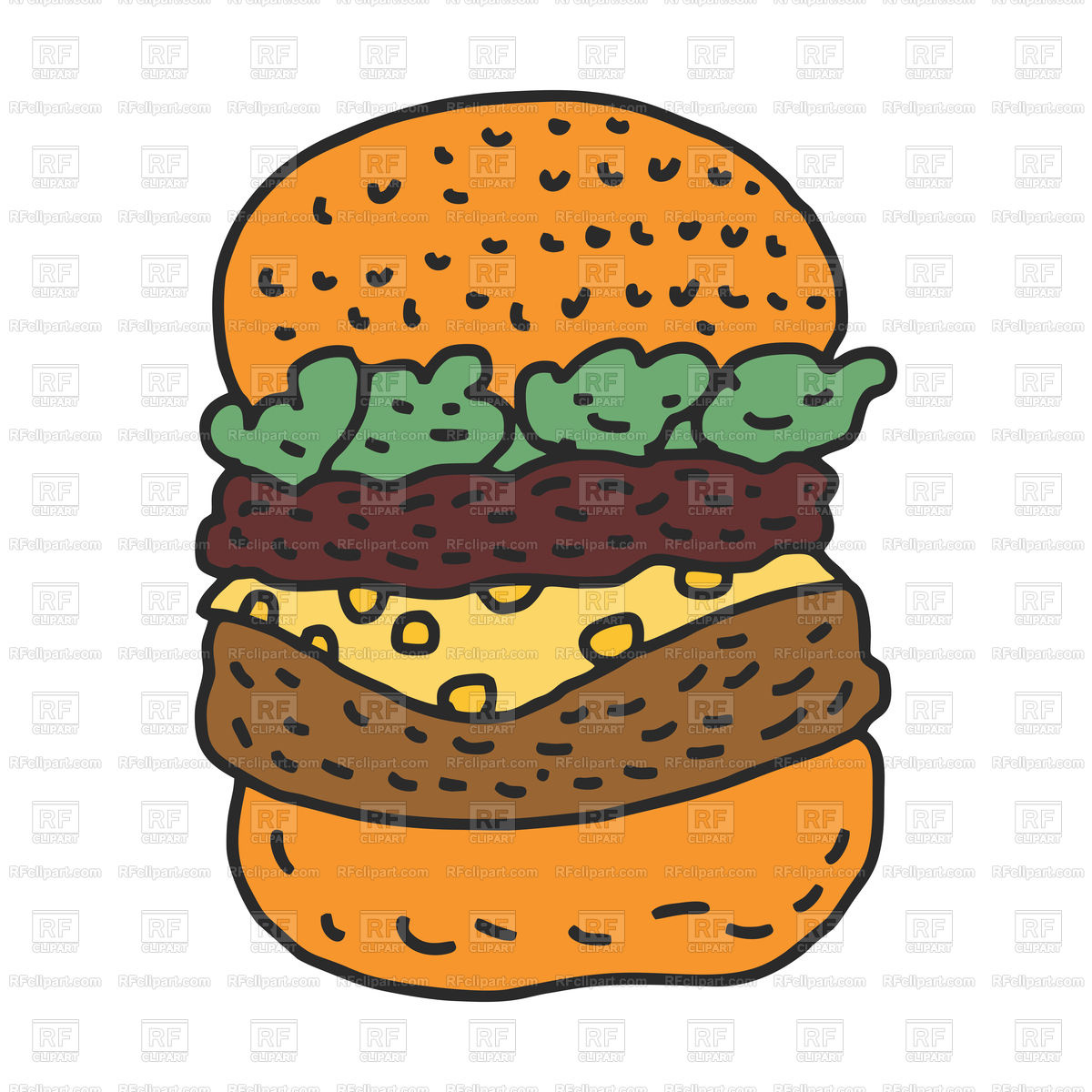 1200x1200 Hamburger Drawing Isolated Cartoon Style Royalty Free Vector Clip
