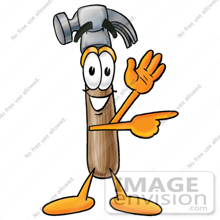 450x450 Clip Art Graphic Of A Hammer Tool Cartoon Character Waving