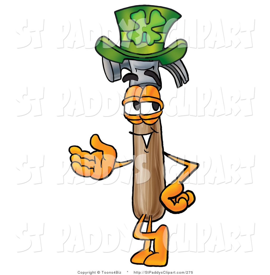 1024x1044 Clip Art Of A St Patricks Day Hammer Character With A Shamrock Hat