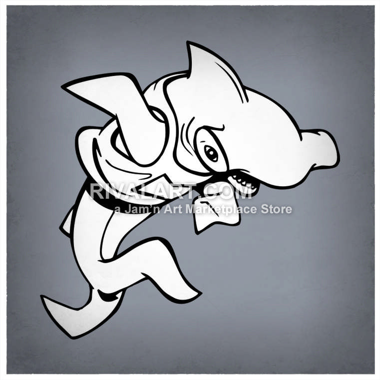 761x761 Running Hammerhead Shark Graphic