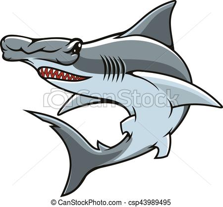 450x417 Hammerhead Shark Isolated Vector Mascot Icon. Hammerhead Eps