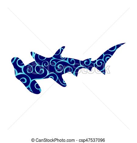 450x470 Shark Hammerhead Predator Nautical Color Silhouette Animal . Eps