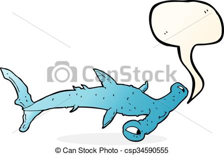 450x311 Cartoon Hammerhead Shark With Speech Bubble Clipart Vector