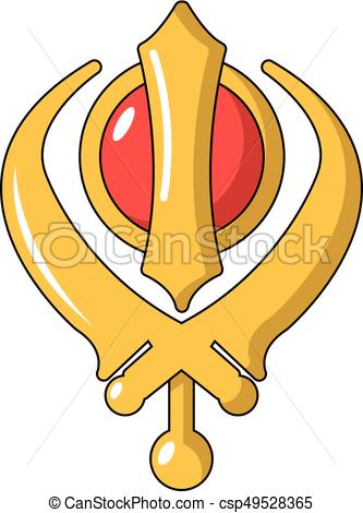 333x470 Khanda Symbol Sikhism Religion Icon, Cartoon Style. Khanda Clip