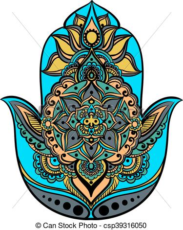 375x470 Multicolored Hamsa. Drawing Of A Hand Of Fatima (Hamsa)