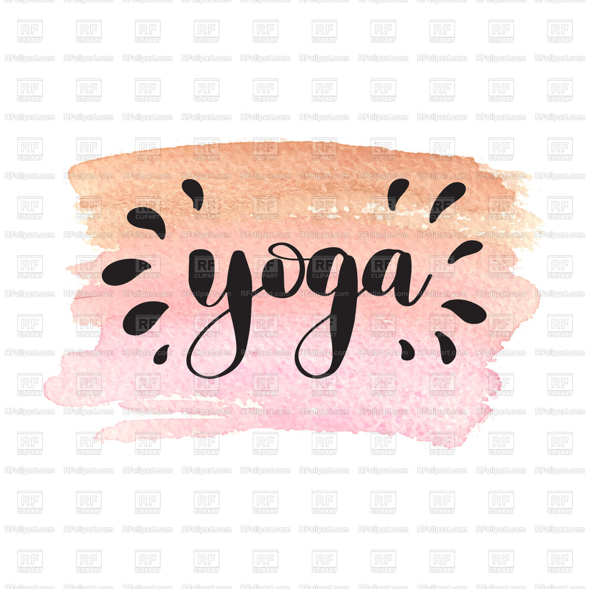 1200x1200 Yoga. Hand Drawn Lettering. Royalty Free Vector Clip Art Image
