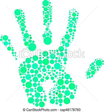 436x470 Vector Hand Print With Heart Symbol. Emblem Clip Art Vector
