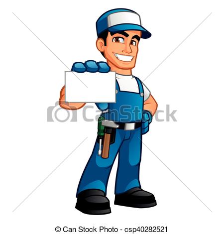 450x470 Handyman He Wears Work Clothes And He Has A Business Card