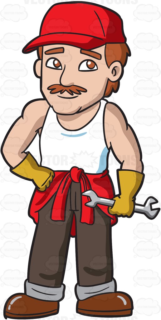 516x1024 A Macho Handyman Cartoon Clipart