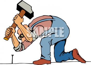 350x249 Royalty Free Clip Art Image Handyman Pounding In A Nail