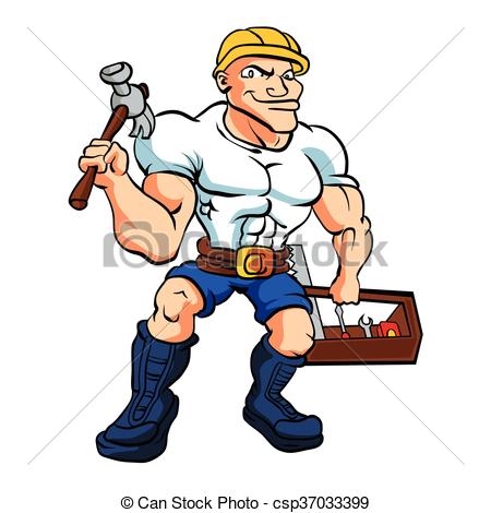 450x470 Strong Handyman A Holding Tool Box Eps Vectors