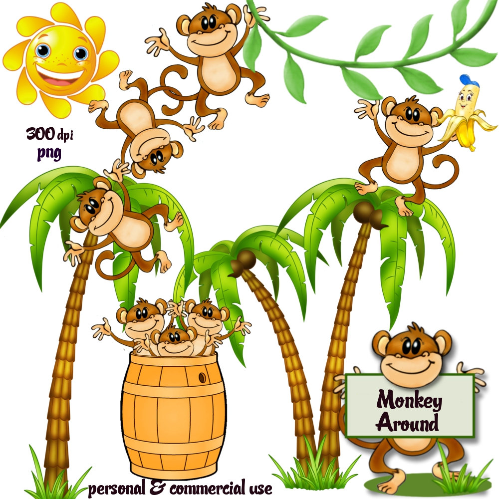 1000x1000 Year Of The Monkey Clipart Tree Png