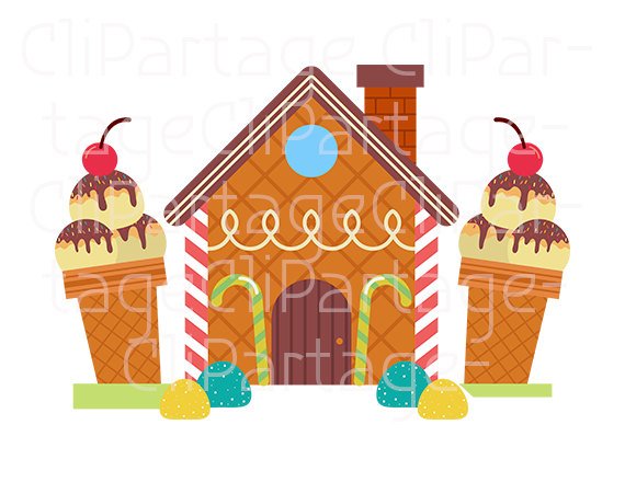 570x440 Hansel And Gretel Cliparts, Candy House Cliparts, Instant Download
