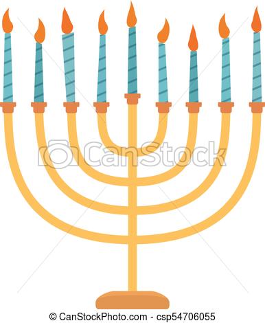 386x470 Hanukkah Holiday Menora Flat Design Icon. Vector Eps10 Clipart