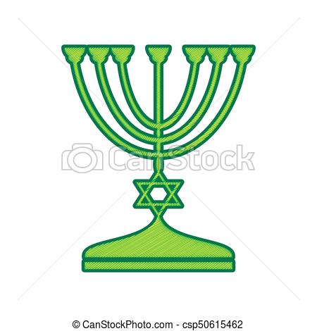 450x470 Jewish Menorah Candlestick In Black Silhouette. Vector . Clip
