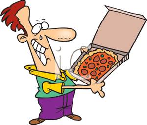 300x256 Clipart Image A Man Crying Tears Of Happiness And Holding A Pizza