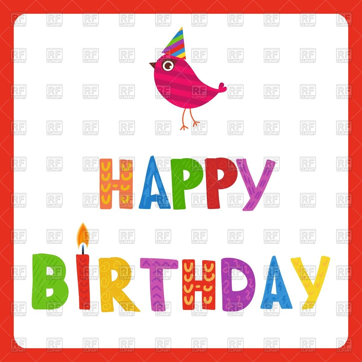 1200x1200 Birthday Card With Cute Blue Bird