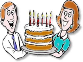 350x263 Free Clipart Picture Of A Mom And Dad Holding A Huge Birthday Cake