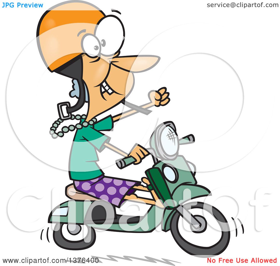 1080x1024 Clipart Of A Cartoon Adventurous White Granny Riding A Scooter