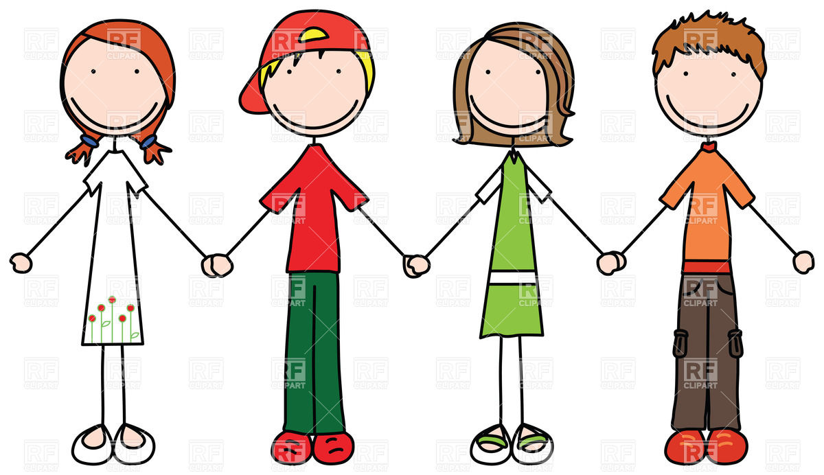 1200x692 Happy Children Join Hands In Simple Style Vector Image Vector