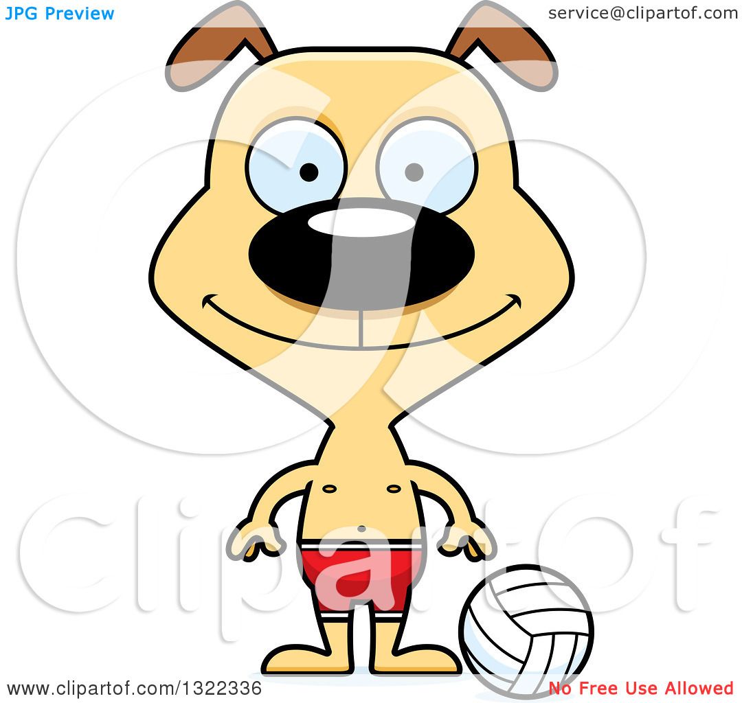 1080x1024 Clipart Of A Cartoon Happy Dog Beach Volleyball Player