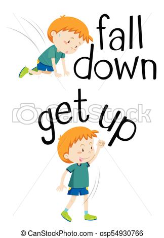 324x470 Opposite Words For Fall Down And Get Up Illustration Clip Art