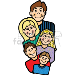 300x300 Royalty Free A Happy Family Of Five 157438 Vector Clip Art Image