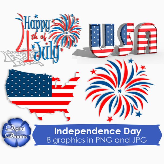 570x570 4th July Independence Day Digital Clipart 4 Of July Scrapbook