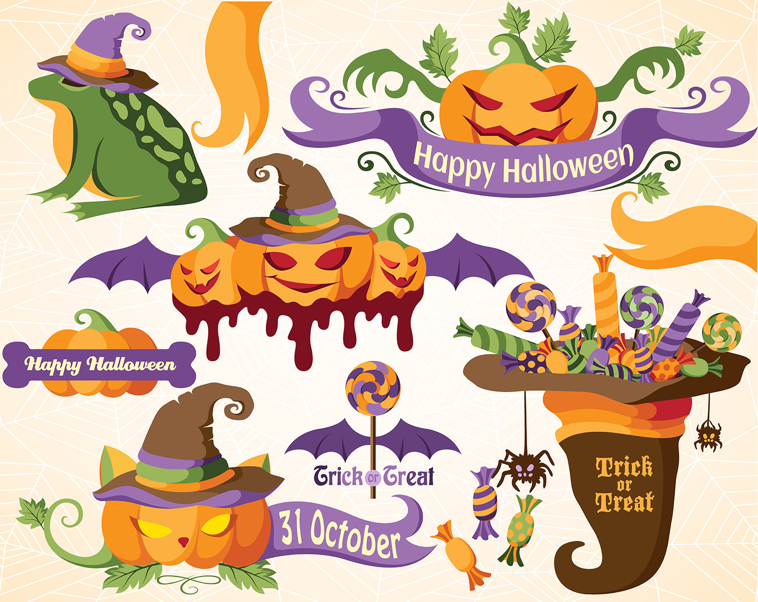 1500x1191 Sale! Halloween Digital Clipart Pumpkin Toad Spider Clip Art