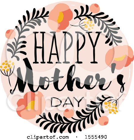 450x470 Clipart Of A Happy Mothers Day Greeting With Flowers
