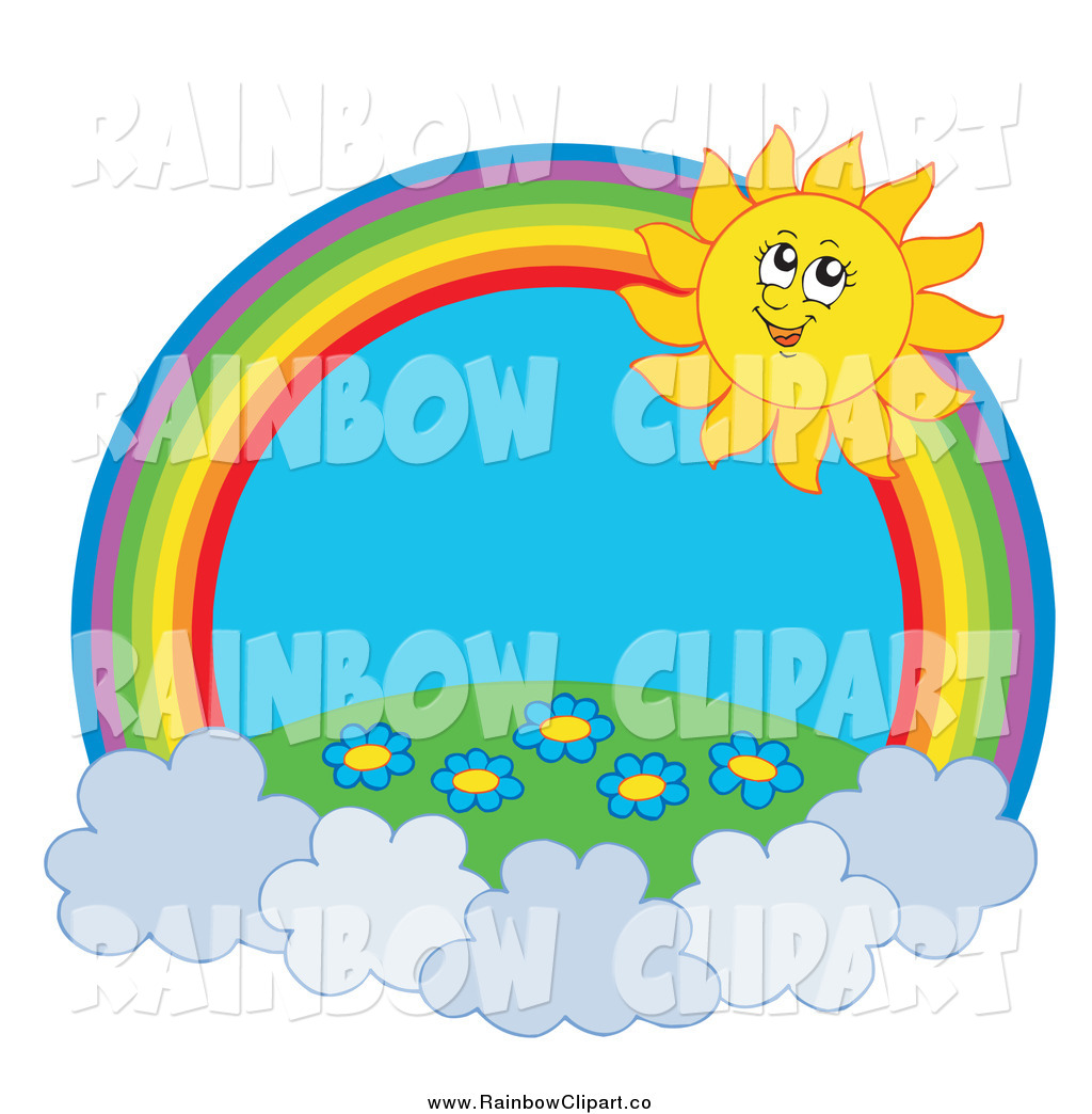 1024x1044 Vector Clip Art Of A Happy Sun And Floral Field Rainbow Circle By