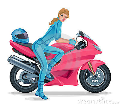 400x348 Clipart Girl On Motorcycle Woman Riding Character Clip Art Royalty