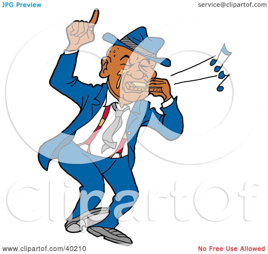 1080x1024 Clipart Illustration Of An African American Harmonica Player Man