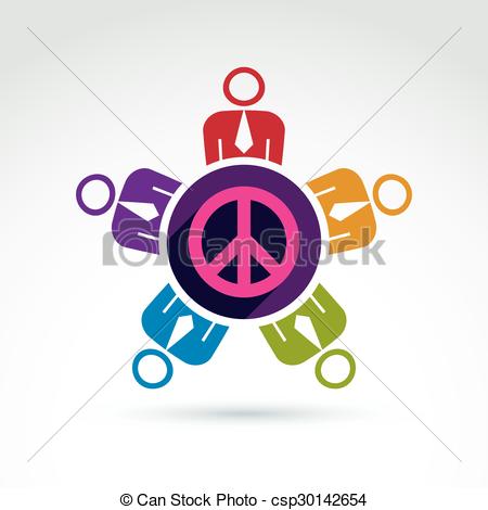 450x470 Illustration Of A Group Of People Standing Around A Peace