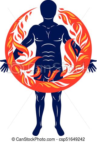 321x470 Vector Illustration Of Athletic Man, Human And Nature Harmony