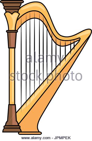 300x460 Classical Harp With Strings Illustration Stock Vector Art