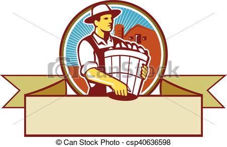 450x291 Organic Farmer Harvest Basket Circle Ribbon Retro . Eps Vectors