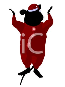 263x350 Clip Art Image Of A Brown Mouse Wearing Santa Pajamas And Hat