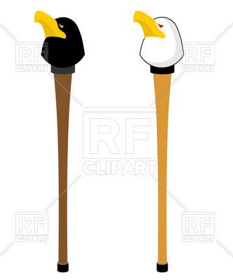 332x400 Walking Stick With Hawk Head Royalty Free Vector Clip Art Image