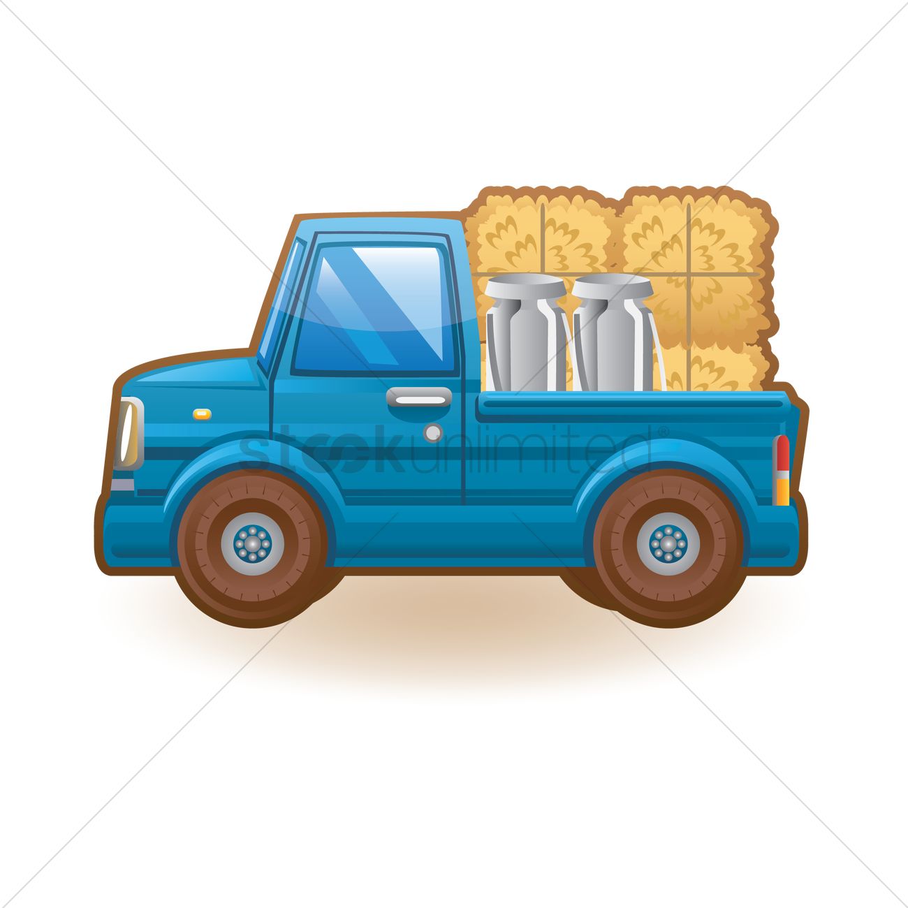 1300x1300 Mini Truck With Hay And Milk Can Vector Image