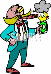 207x300 Clip Art Image A Wealthy Man Smoking A Cigar That He Lit