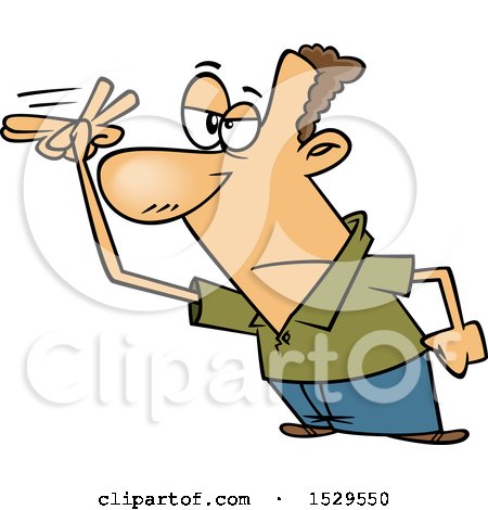 450x470 Clipart Of A Cartoon Man Gesturing That He Is Watching Someone