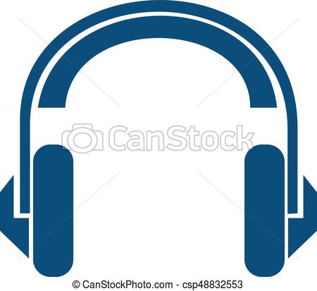 450x413 Headphones In Flat Style. Blue Headphones. Stereo Headphones