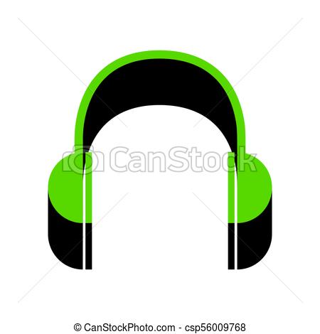 450x470 Headphones Sign Illustration. Vector. Green 3d Icon With Clip
