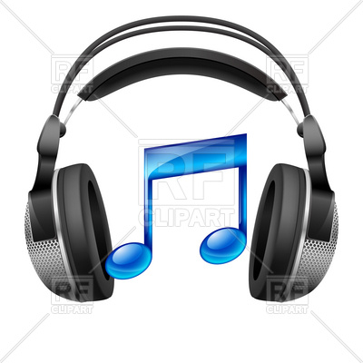 400x400 Realistic Headphones And Musical Note Royalty Free Vector Clip Art