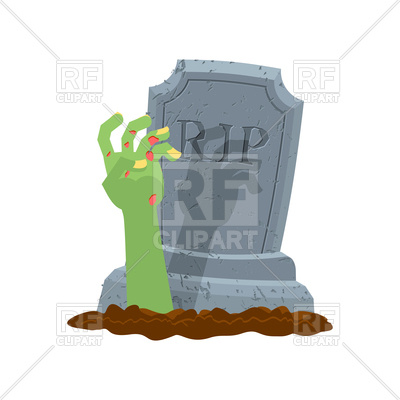 400x400 Halloween. Grave And Hand Of Zombie. Royalty Free Vector Clip Art